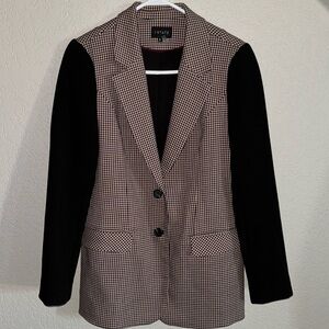 Womens 1.State Black Maroon Check Polished Nomad Blazer Jacket 6